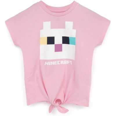 (9-10 Years) Minecraft Kitty Front Tie Girl's Pink T-Shirt (9-10 Years) Minecraft Kitty Front Tie Girl's Pink T-Shirt