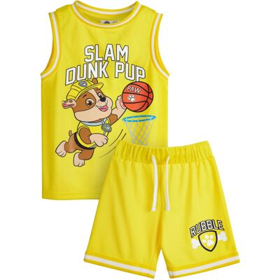 (2-3 Years, Yellow) Paw Patrol Boys Rubble Basketball Top & Shorts Set (2-3 Years, Yellow) Paw Patrol Boys Rubble Basketball Top & Shorts Set