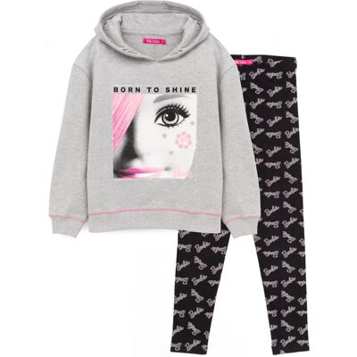 (11-12 Years) Barbie Hoodie and Legging Set (Girls Grey) (11-12 Years) Barbie Hoodie and Legging Set (Girls Grey)
