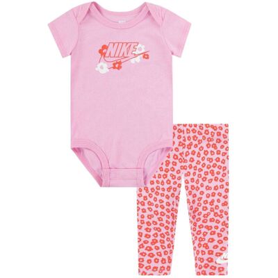 (0-3 Months, Pink Rise) Nike Baby Girls Floral Bodysuit Set (0-3 Months, Pink Rise) Nike Baby Girls Floral Bodysuit Set