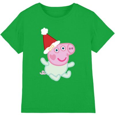 (3-4 Years, Kelly Green) Peppa Pig Childrens/Kids Evie Pig Santa Hat T-Shirt (3-4 Years, Kelly Green) Peppa Pig Childrens/Kids Evie Pig Santa Hat T-Shirt
