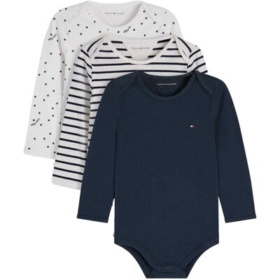 (3 Months, Night Navy/White) Tommy Hilfiger Baby Girls Bodysuit (Pack of 3) (3 Months, Night Navy/White) Tommy Hilfiger Baby Girls Bodysuit (Pack of 3)