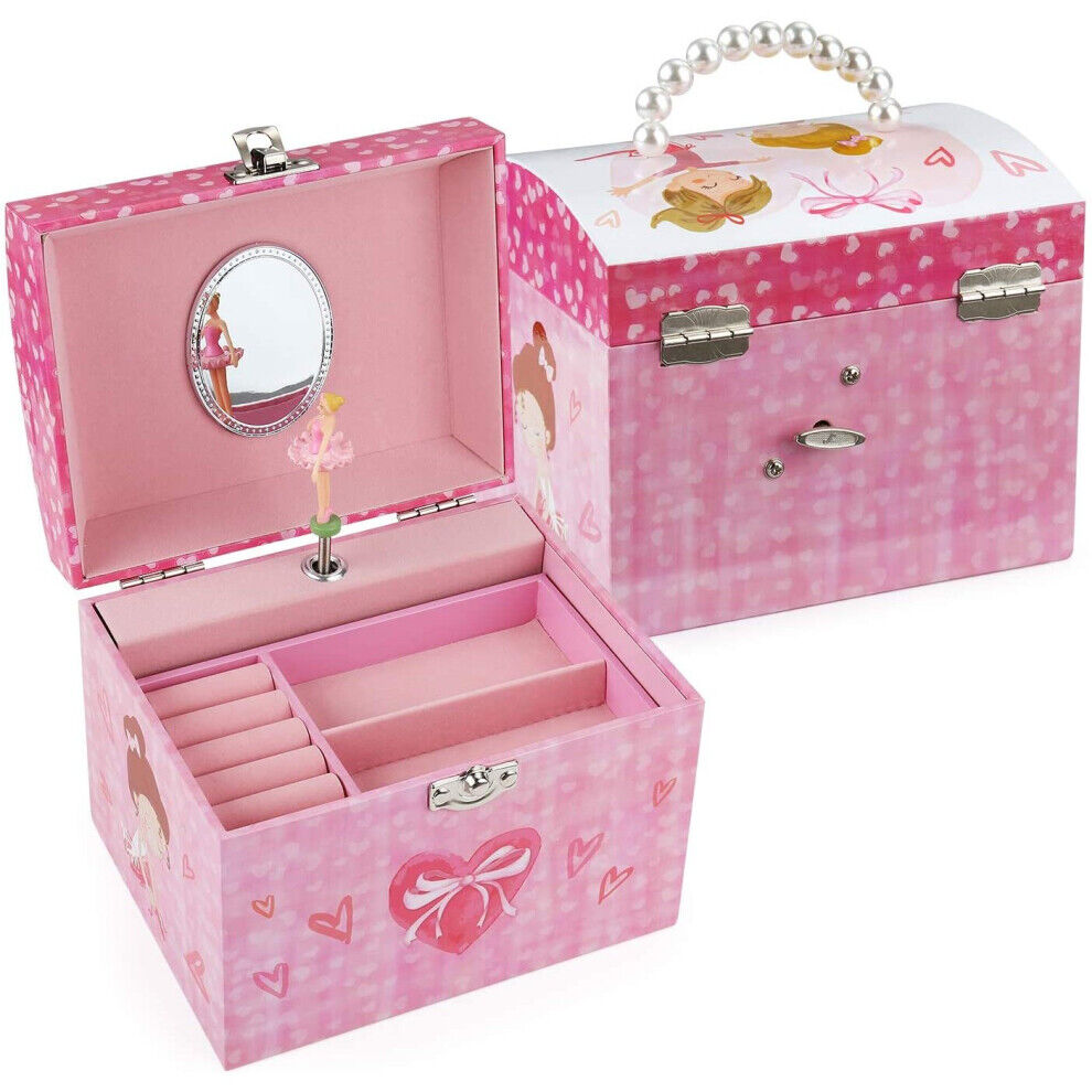 Taopu Dome Shaped Musical Jewelry box with pearl handle and Music Box with Danci