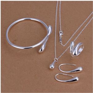 Unbranded Super Cute Silver Jewelry Set Necklace Bracelet Bang Earring Ring Unbranded Super Cute Silver Jewelry Set Necklace Bracelet Bang Earring Ring