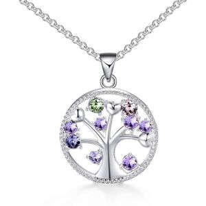 Philip Jones Jewellery Silver Plated Chakra Tree of Life Necklace Created with Swarovski Crystals Philip Jones Jewellery Silver Plated Chakra Tree of Life Necklace Created with Swarovski Crystals