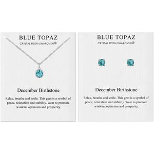 Philip Jones Jewellery December (Blue Topaz) Birthstone Necklace & Earrings Set Created with Swarovski Philip Jones Jewellery December (Blue Topaz) Birthstone Necklace & Earrings Set Created with Swarovski