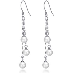 Philip Jones Jewellery Sterling Silver Triple White Pearl Drop Earrings Philip Jones Jewellery Sterling Silver Triple White Pearl Drop Earrings