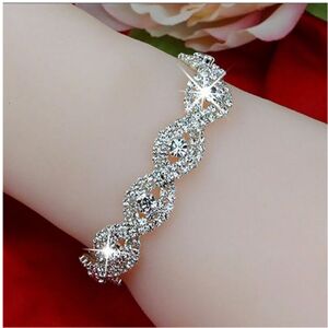 Unbranded (Silver) Elegant Women Crystal Rhinestone Infinity Bangle Bracelet Deluxe Jewelr Unbranded (Silver) Elegant Women Crystal Rhinestone Infinity Bangle Bracelet Deluxe Jewelr
