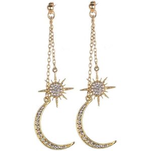Unbranded (gold, 97mm) Women Crystal Stones Boho Star Sun Moon Drop Dangle Stud Earrings J Unbranded (gold, 97mm) Women Crystal Stones Boho Star Sun Moon Drop Dangle Stud Earrings J