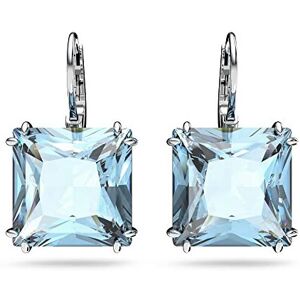 Swarovski Millenia Drop Earrings, Square Cut Blue Crystals in a Rhodium Plated S Swarovski Millenia Drop Earrings, Square Cut Blue Crystals in a Rhodium Plated S