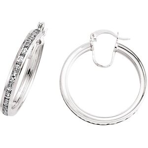 Jewelco London Ladies Sterling Silver Cubic Zirconia Channel Eternity Hoop Earri Jewelco London Ladies Sterling Silver Cubic Zirconia Channel Eternity Hoop Earri