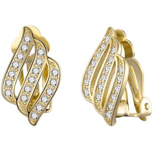 Philip Jones Jewellery Gold Plated Triple Row Clip On Earrings Created with Zircondia Crystals Philip Jones Jewellery Gold Plated Triple Row Clip On Earrings Created with Zircondia Crystals
