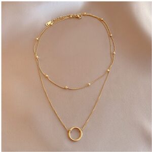 Unbranded 316L Stainless Steel 2-Layer Circle Pendant Necklace for Women - Elegant Choker Unbranded 316L Stainless Steel 2-Layer Circle Pendant Necklace for Women - Elegant Choker