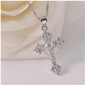 Unbranded Pure 925 Silver Necklaces For Women Crystal Cross Pendant & Necklace Collier Fem Unbranded Pure 925 Silver Necklaces For Women Crystal Cross Pendant & Necklace Collier Fem