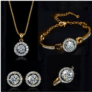 Unbranded Top Crystal Women Wedding Necklace Earring bracelets Ring Jewelry Set silver pla Unbranded Top Crystal Women Wedding Necklace Earring bracelets Ring Jewelry Set silver pla