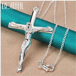 Unbranded (White, 75cm) 925 Sterling Silver Jesus Cross Pendant Necklace 16/18/20/22/24/26 Unbranded (White, 75cm) 925 Sterling Silver Jesus Cross Pendant Necklace 16/18/20/22/24/26