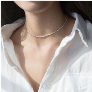 Unbranded 100% 925 Sterling Silver Necklace Zircon Chain Choker Tennis Necklace Fine Jewel Unbranded 100% 925 Sterling Silver Necklace Zircon Chain Choker Tennis Necklace Fine Jewel