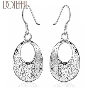 Unbranded 925 Sterling Silver Patterned Oval Drop Earrings Charm Women Jewelry Wedding Eng Unbranded 925 Sterling Silver Patterned Oval Drop Earrings Charm Women Jewelry Wedding Eng