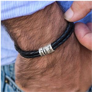 Unbranded (Hot Stamping, 21cm) Personalized Mens Braided Leather Bracelet Stainless Steel Unbranded (Hot Stamping, 21cm) Personalized Mens Braided Leather Bracelet Stainless Steel