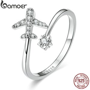 Unbranded SCR623: 925 Sterling Silver Flying Plane Open Ring for Women, Adjustable, Clear Unbranded SCR623: 925 Sterling Silver Flying Plane Open Ring for Women, Adjustable, Clear