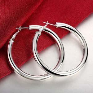 Unbranded 925 Stamp Silver Smooth 50MM Big Circle Hoop Earrings For Women Wedding Engageme Unbranded 925 Stamp Silver Smooth 50MM Big Circle Hoop Earrings For Women Wedding Engageme