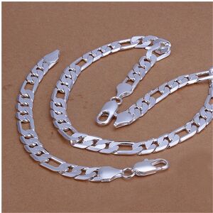 Unbranded 925 sterling Silver Bracelets necklace Jewelry set for men 12MM Chain 18/20/22/2 Unbranded 925 sterling Silver Bracelets necklace Jewelry set for men 12MM Chain 18/20/22/2
