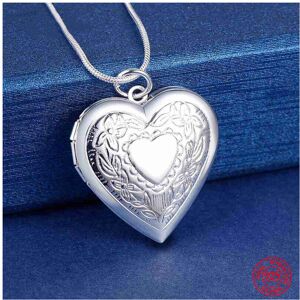 Unbranded 925 Sterling Silver Love Heart Photo Frame Pendant Necklace for Women - Romantic Unbranded 925 Sterling Silver Love Heart Photo Frame Pendant Necklace for Women - Romantic