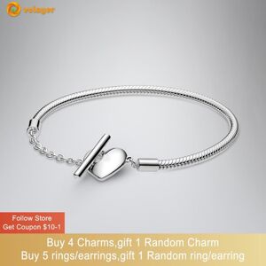 Unbranded 925 Sterling Silver Moments Heart T-Bar Snake Chain Bracelet Friendship Bangles Unbranded 925 Sterling Silver Moments Heart T-Bar Snake Chain Bracelet Friendship Bangles