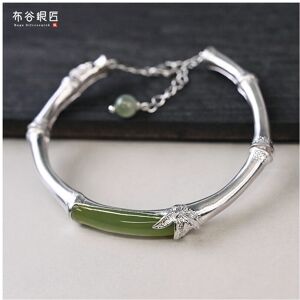 Unbranded 925 silver bracelet natural hetian jade section ethnic bamboo section bracelet a Unbranded 925 silver bracelet natural hetian jade section ethnic bamboo section bracelet a