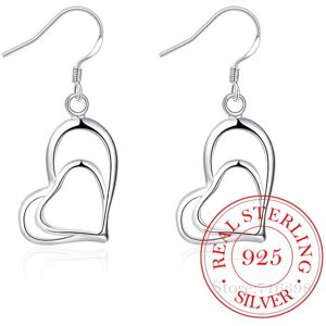 Unbranded Korea 925 Sterling Silver Double Heart Romantic Vintage Long Drop Dangle Earring Unbranded Korea 925 Sterling Silver Double Heart Romantic Vintage Long Drop Dangle Earring