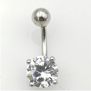 Unbranded 925 Sterling Silver Belly Button Ring with Clear Round CZ Stone - Navel Piercing Unbranded 925 Sterling Silver Belly Button Ring with Clear Round CZ Stone - Navel Piercing