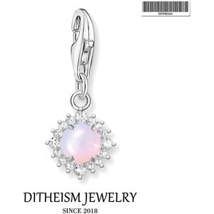 Unbranded Charms Pendant Pink Shimmering Stones 925 Sterling Silver Fit Bracelet Necklace Unbranded Charms Pendant Pink Shimmering Stones 925 Sterling Silver Fit Bracelet Necklace