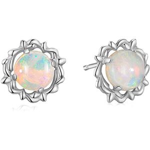 Unbranded Opal Earrings Studs With 6mm Round Birthstone Gemstone Flower Earrings 925 Sterl Unbranded Opal Earrings Studs With 6mm Round Birthstone Gemstone Flower Earrings 925 Sterl