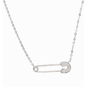 Unbranded Real 925 Sterling Silver Safety Pin Pendant Necklace for Women - Pave CZ, Delica Unbranded Real 925 Sterling Silver Safety Pin Pendant Necklace for Women - Pave CZ, Delica