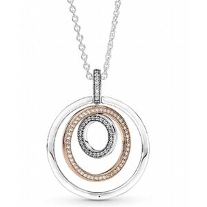 Unbranded 925 Sterling Silver Two-Tone Circles Signature Pave & Beads Pendant & Necklace – Unbranded 925 Sterling Silver Two-Tone Circles Signature Pave & Beads Pendant & Necklace –