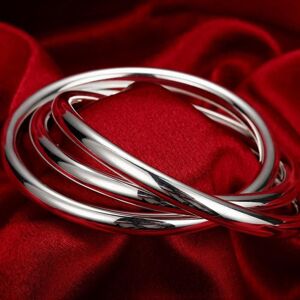 Unbranded High 925 Sterling Silver Three Round Bracelet Bangle For Women Men Wedding Engag Unbranded High 925 Sterling Silver Three Round Bracelet Bangle For Women Men Wedding Engag