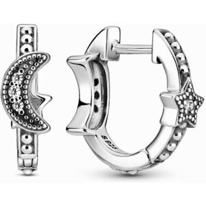 Unbranded 925 Sterling Silver Crescent Moon & Stars Beaded Hoop Earrings for Women - Gift Unbranded 925 Sterling Silver Crescent Moon & Stars Beaded Hoop Earrings for Women - Gift