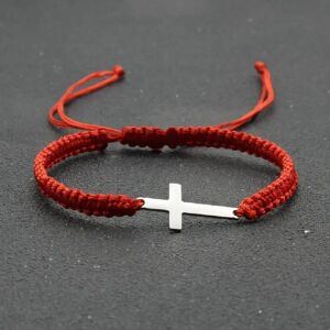Unbranded Unisex Stainless Steel Cross Charm Bracelet Men Braid Adjustable Lucky Red Strin Unbranded Unisex Stainless Steel Cross Charm Bracelet Men Braid Adjustable Lucky Red Strin