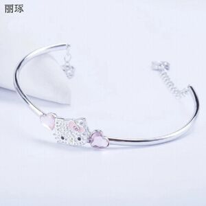 Unbranded Austrian rhinestone Kitty pink peach love heart crystal bracelet stainless steel Unbranded Austrian rhinestone Kitty pink peach love heart crystal bracelet stainless steel