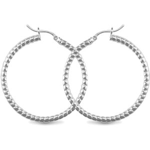 Jewelco London Sterling Silver Ribbed Hoop Earrings - 3mm - 4cm - AER012C Jewelco London Sterling Silver Ribbed Hoop Earrings - 3mm - 4cm - AER012C
