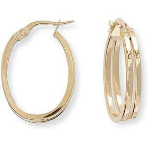 Jewelco London Ladies 9ct Yellow Gold Split Square Tube Plain Oval Hoop Earrings Jewelco London Ladies 9ct Yellow Gold Split Square Tube Plain Oval Hoop Earrings