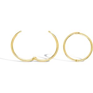 Jewelco London Solid 9ct Yellow Gold Hinged Sleeper 1mm Hoop Earrings 12mm - JER Jewelco London Solid 9ct Yellow Gold Hinged Sleeper 1mm Hoop Earrings 12mm - JER