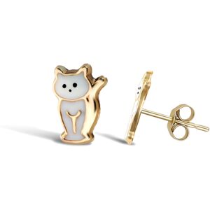 Jewelco London Ladies 9ct Yellow Gold Enamel Cat Kitten Stud Earrings - JES272 Jewelco London Ladies 9ct Yellow Gold Enamel Cat Kitten Stud Earrings - JES272