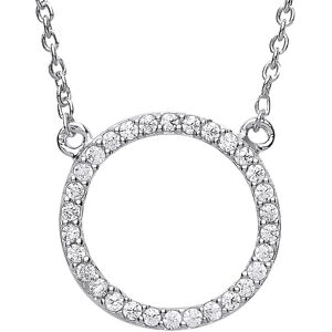 Jewelco London Ladies Sterling Silver Cubic Zirconia Pave Halo Charm Necklace 16 Jewelco London Ladies Sterling Silver Cubic Zirconia Pave Halo Charm Necklace 16