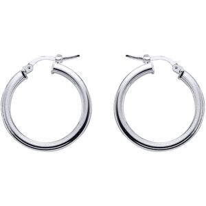 Jewelco London Ladies Sterling Silver Square Tube Polished Hoop Earrings 24mm - Jewelco London Ladies Sterling Silver Square Tube Polished Hoop Earrings 24mm -