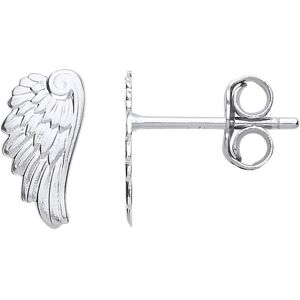 Jewelco London Ladies Sterling Silver Angel Wings Stud Drop Earrings - GVE767 Jewelco London Ladies Sterling Silver Angel Wings Stud Drop Earrings - GVE767