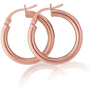 Jewelco London Ladies 9ct Pink Rose Gold 2.5mm Gauge Plain Hoop Earrings - 20mm Jewelco London Ladies 9ct Pink Rose Gold 2.5mm Gauge Plain Hoop Earrings - 20mm