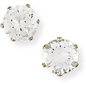 Jewelco London Ladies 9ct Yellow Gold Cubic Zirconia 6 Claw Stud Earrings - 7mm Jewelco London Ladies 9ct Yellow Gold Cubic Zirconia 6 Claw Stud Earrings - 7mm