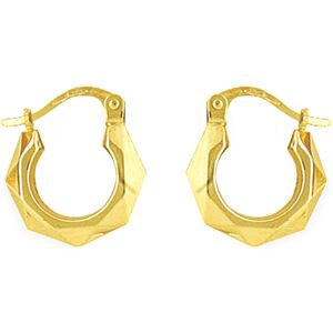 Jewelco London Ladies 9ct Yellow Gold Faceted Octagon Creole Earrings - 13mm - E Jewelco London Ladies 9ct Yellow Gold Faceted Octagon Creole Earrings - 13mm - E