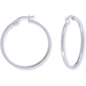 Jewelco London Ladies 9ct White Gold 1.5mm Square Tube Round Hoop Earrings 30mm Jewelco London Ladies 9ct White Gold 1.5mm Square Tube Round Hoop Earrings 30mm